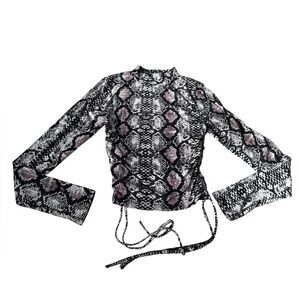 Forever 21 Python Print Long Sleeve Ruched Sizes Top Size Small